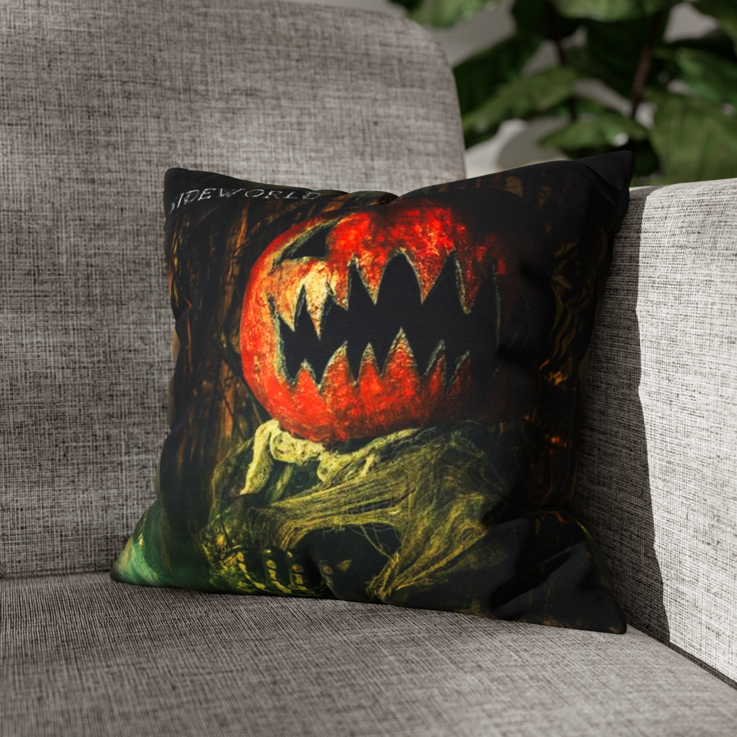 Halloween Horror Pumpkin "Jack Knife" - Square Pillow Case #1 - 14" x 14"