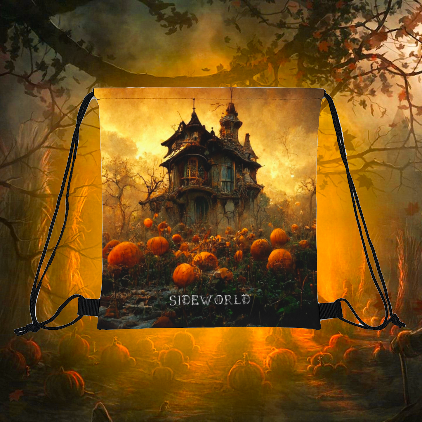 Halloween Horror Pumpkin House - Drawstring Bag