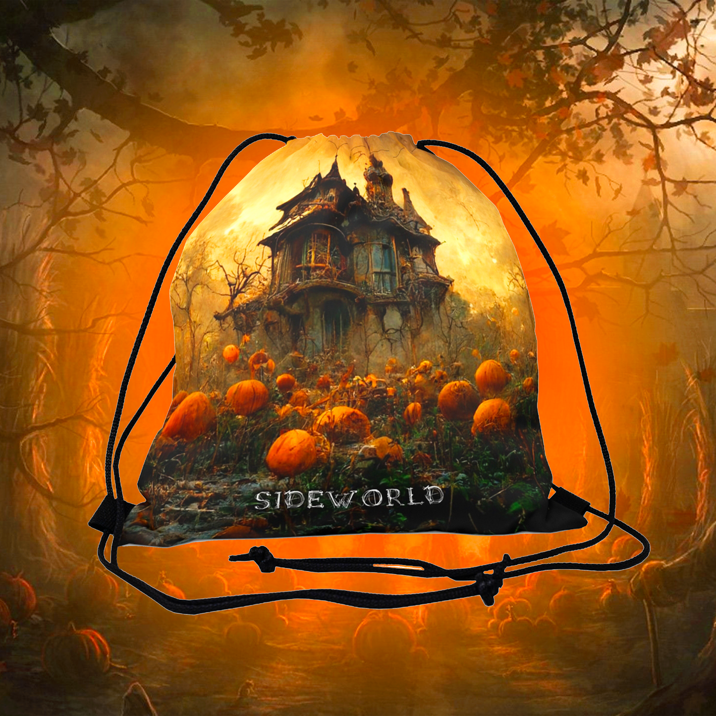 Halloween Horror Pumpkin House - Drawstring Bag