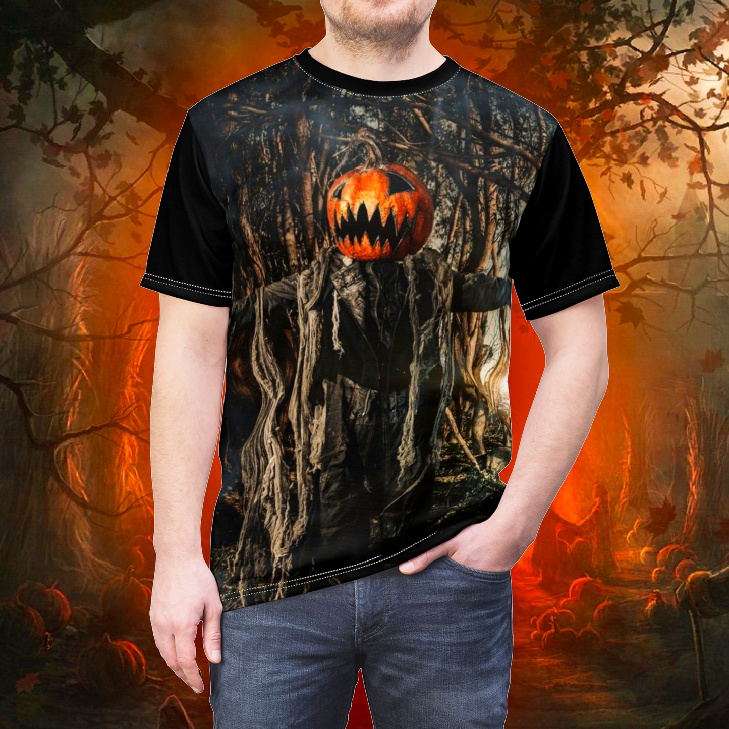Halloween Horror Pumpkin "Jack Knife" -  Loose T-shirt #2 - Unisex
