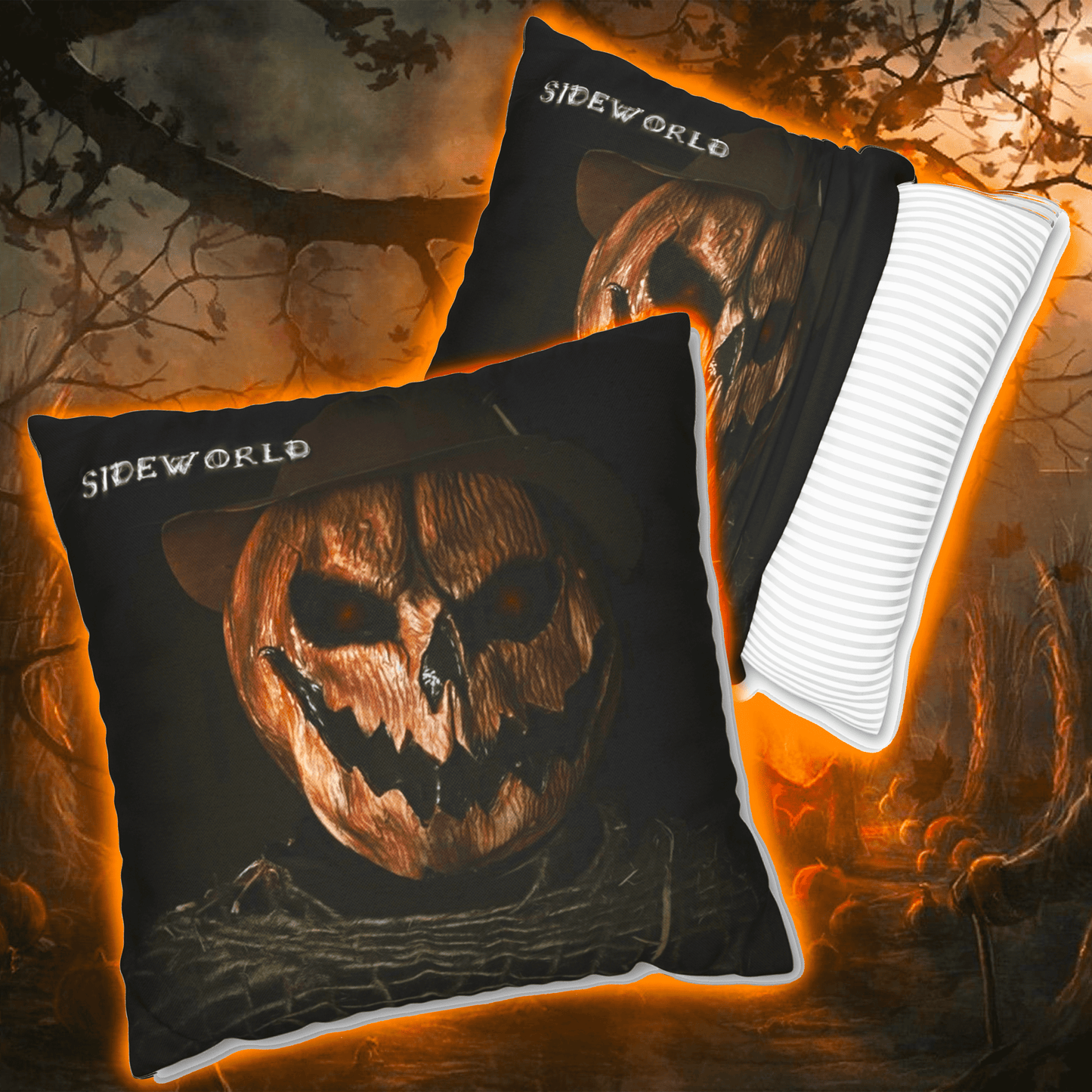 Halloween Horror Pumpkin "Son of Jack Knife" - Square Pillow Case #1 - 14" x 14"