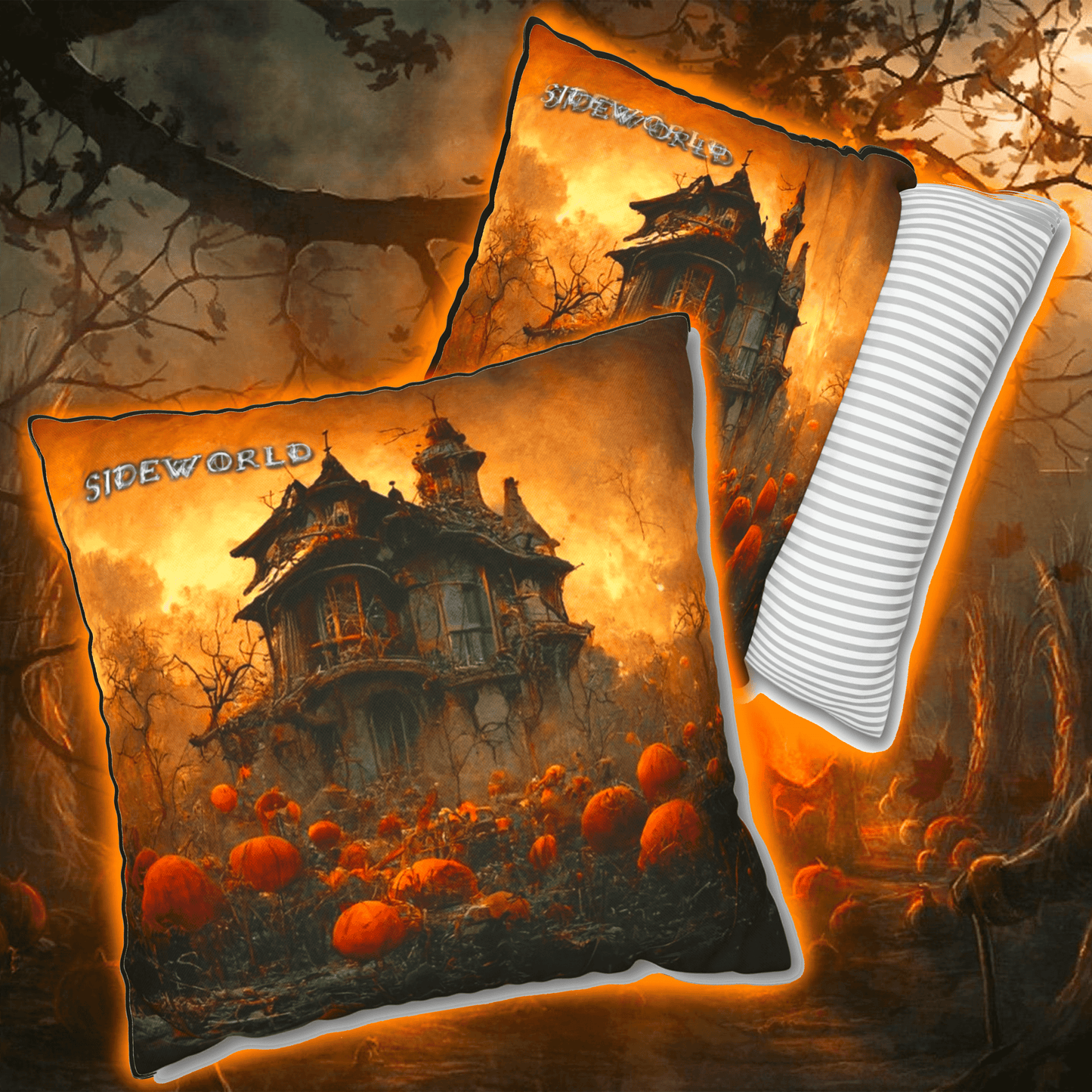 Halloween Horror Pumpkin House - Square Pillow Case - 14" x 14"