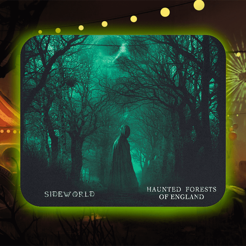 Sideworld's Haunted Forests of England official Mousepad with horror art and poster from the film
