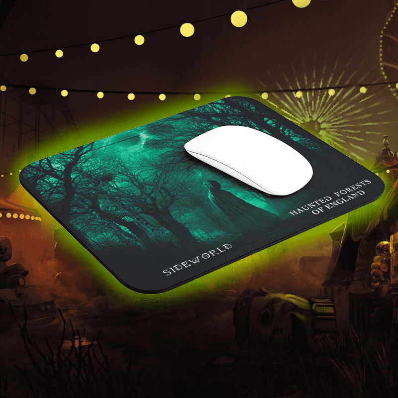 Sideworld's Haunted Forests of England official Mousepad with horror art and poster from the film